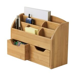 Lipper - Bamboo Stationery Desk Organizer With Drawers